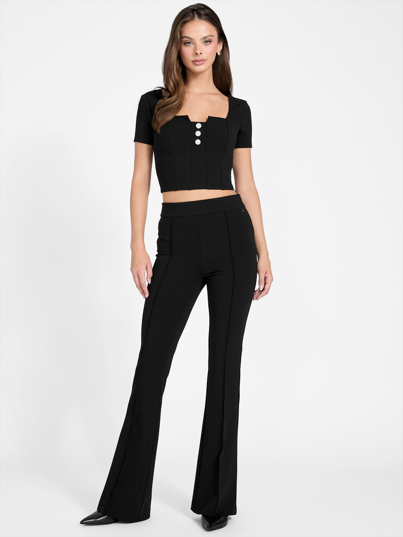 Pantaloni New Flared Evelina, alb