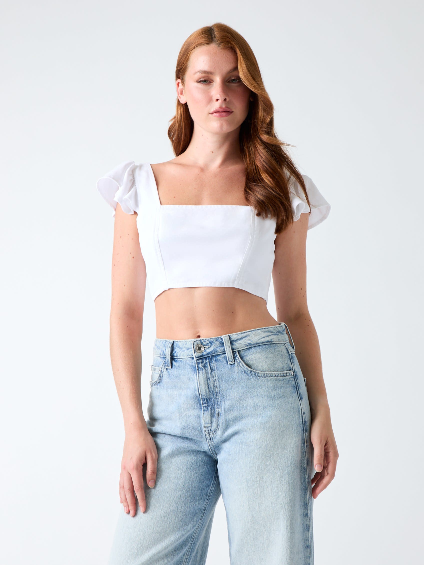Top Leah Crop, alb