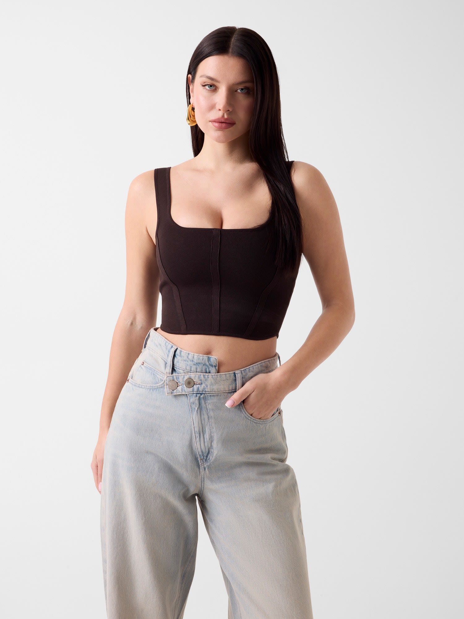 Top Esme Corset, maro închis